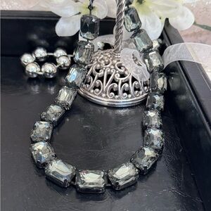 Joan Rivers Gunmetal Grey Statement Necklace with Crystals